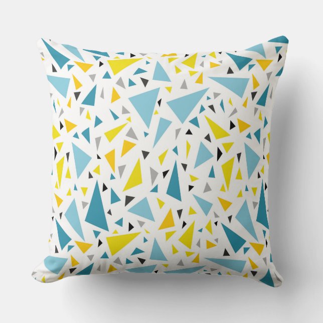 Coussin Cliquez sur le design favori Jaune et triangle ble (Recto)