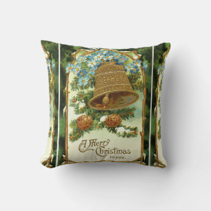 Coussin Cloche de Noël Vintage et Pinecones