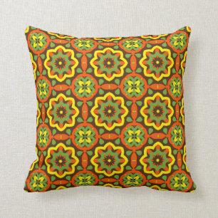 Coussin Clocher à quatre feuilles Orange Vert Jaune Brown