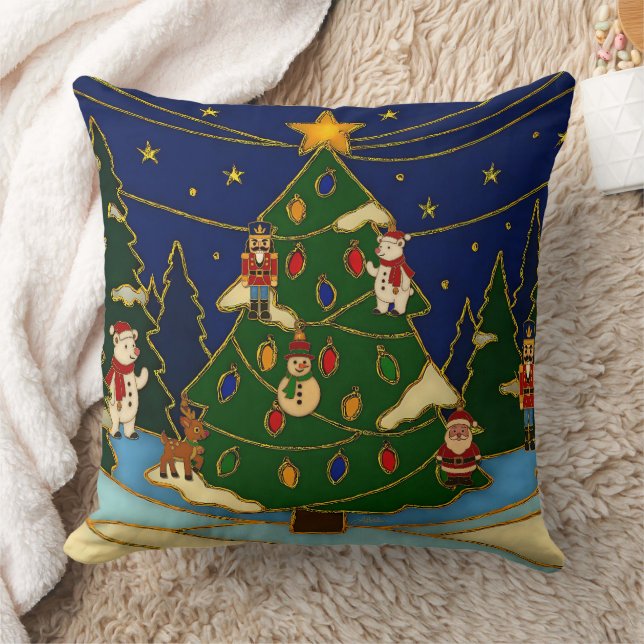 Coussin Cloisonne Art Whimsical Forest Classic Christmas  (Couverture)