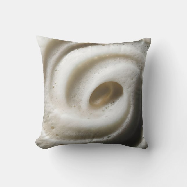 Coussin Close-Up of Creamy White Foam with Swirling Textur (Recto)