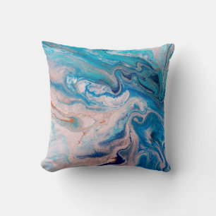 Coussin Closeup of mixed blue and white abstract marble te