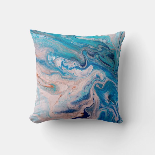 Coussin Closeup of mixed blue and white abstract marble te (Recto)