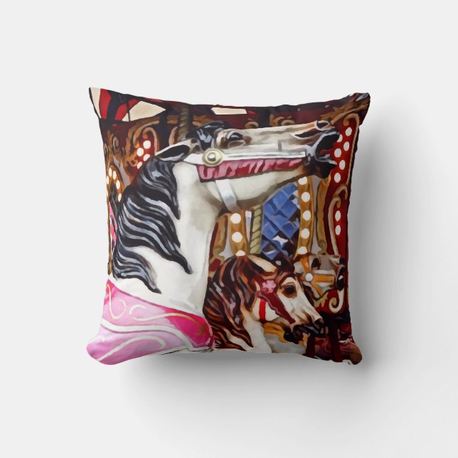 Coussin Closeuse à trois chevaux-carrousel (Recto)
