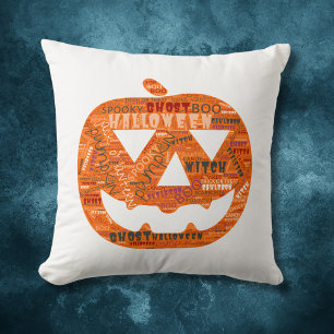 Coussin Cloud à mots Citrouille d'Halloween Jack-o'-lanter