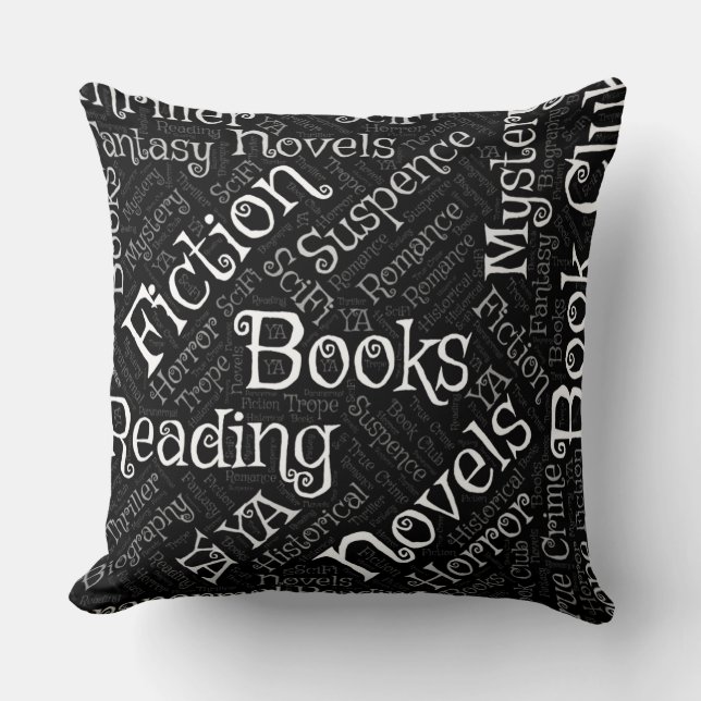 Coussin Cloud Word pour les amateurs de livres (Recto)