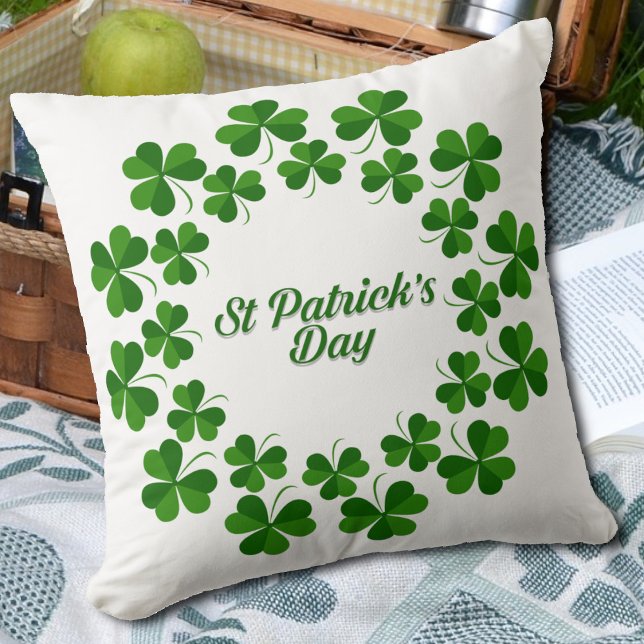 Coussin Clover Shamrock vert de la Saint Patrick (Créateur téléchargé)