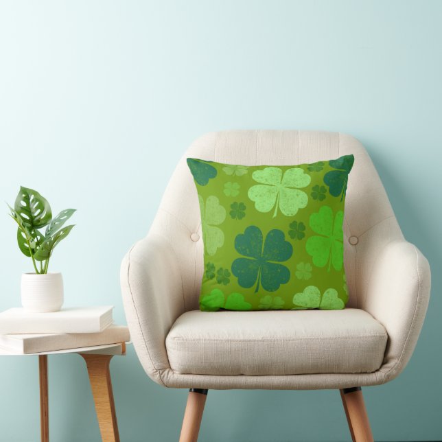 Coussin Clovers verts, Lucky Clovers, Saint Patrick's Day (Chaise)