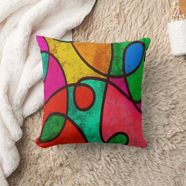 Coussin Clown arc-en-ciel couleurs conceptions Fractal Abs (Couverture)