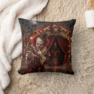 Coussin Clown Tueur de Cirque Hanté Halloween
