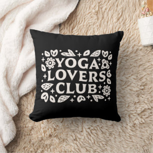 Coussin Club de amateurs de yoga spirituel drôle yogi noir