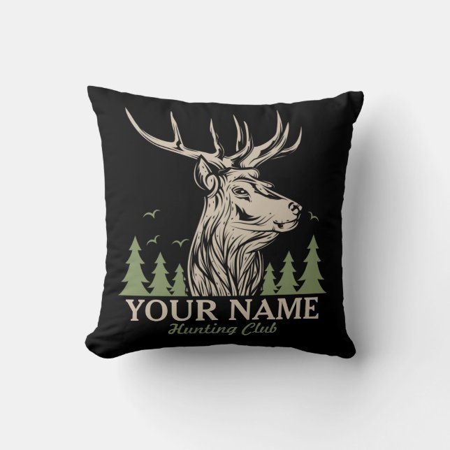 Coussin Club de chasse personnalisé Hunter Deer Elk Antler (Recto)