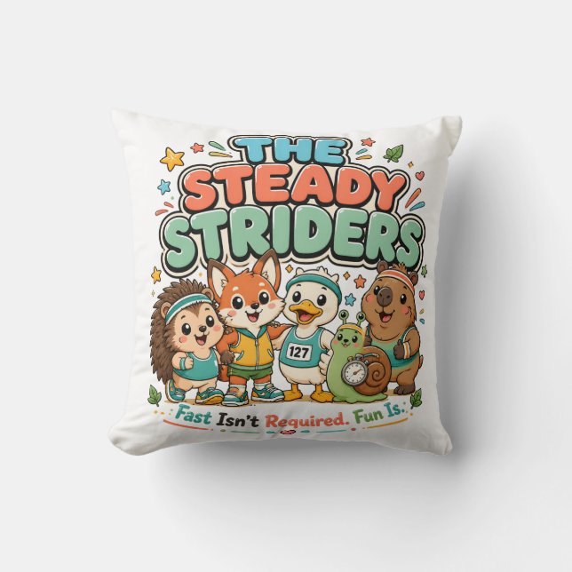 Coussin Club de course mignon Steady Striders Amis Animaux (Recto)