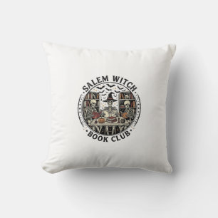 Coussin Club de lecture de Salem Witch Livre Squelette Vin