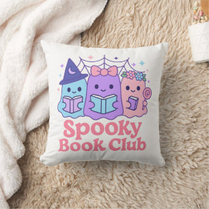Coussin Club de livre éffrayant Cute Ghost Lecture