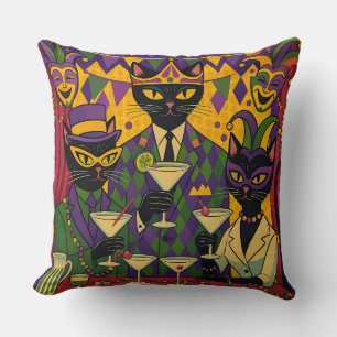 Coussin Club de Martini du Chat Noir Rétro Futuriste de Ma