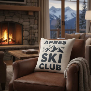 Coussin Club de ski après Logo Montagne - Hiver personnali