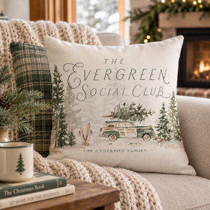Coussin Club de Social Evergreen Noël en Famille