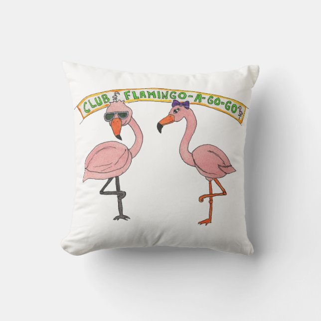 Coussin Club Flamant rose a Go-Go (Recto)