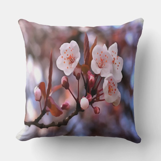 Coussin Cluster de fleurs de cerisier avec un rose et un b (Recto)