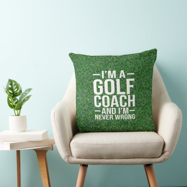 Coussin Coach de golf Drôle disant sur l'herbe verte (Chaise)