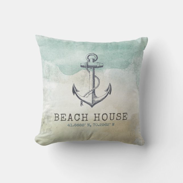 Coussin Coastal Beach House Coordonnées de la famille naut (Recto)