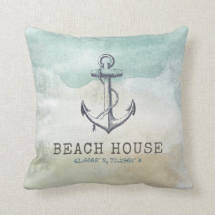 Coussin Coastal Beach House Coordonnées de la famille naut