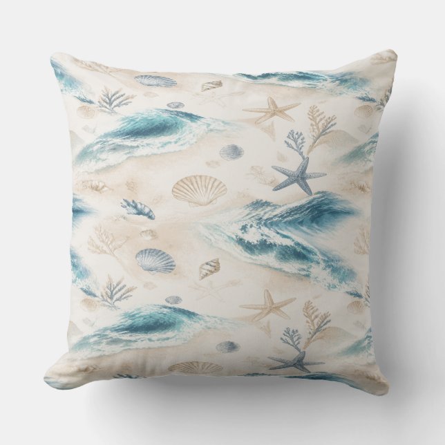 Coussin Coastal Beach Seashells Pillow (Recto)
