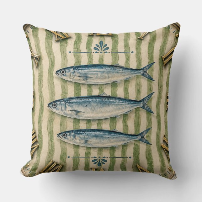 Coussin Coastal Fish Nautical Seafood  Fishing Cabin Beach (Recto)