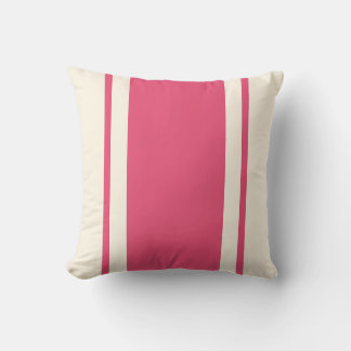 Coussin Coastal Stripe Throw Pillow – Raspberry & Cream