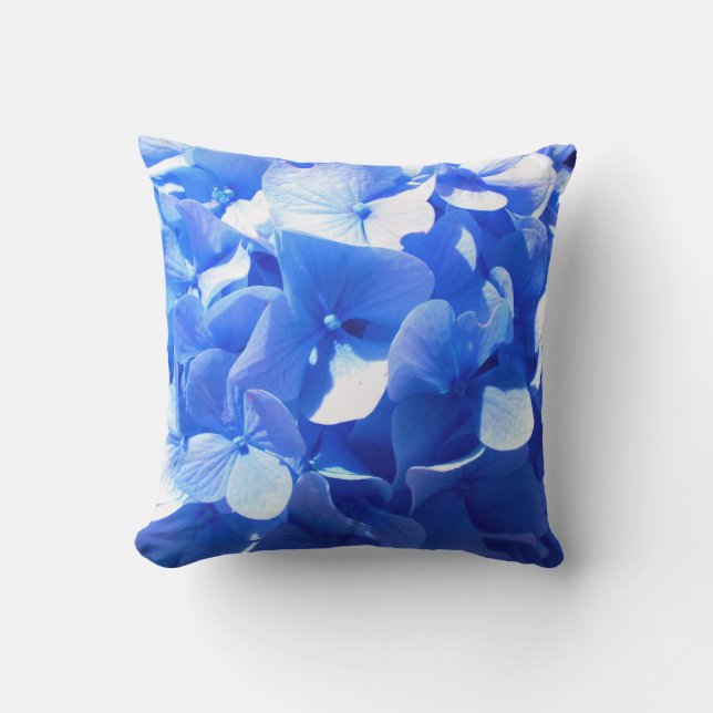 Coussin Cobalt bleu floral élégant bleu hydrangées (Recto)
