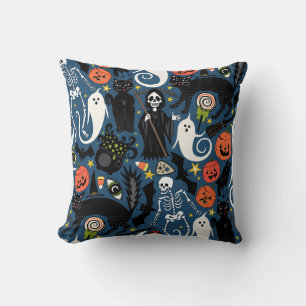 Coussin cobalt d'halloween rétro