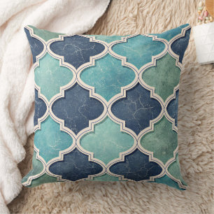 Coussin Cobalt et sarcelle Quatrefoil - Mosaïque méditerra