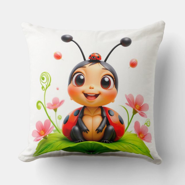 Coussin Coccinelle de dessin animé adorable (Recto)