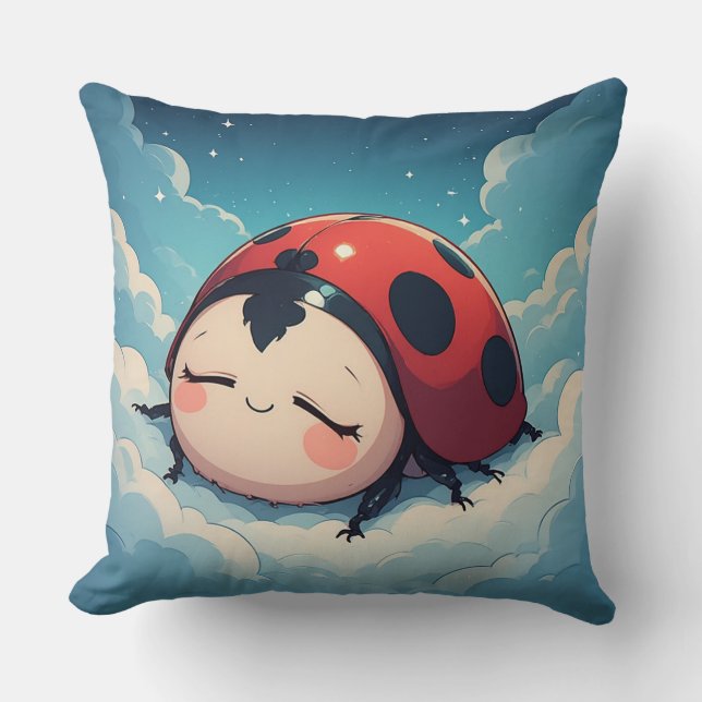 Coussin Coccinelle Douce Nuit Étoilée Décoration Douce pou (Recto)