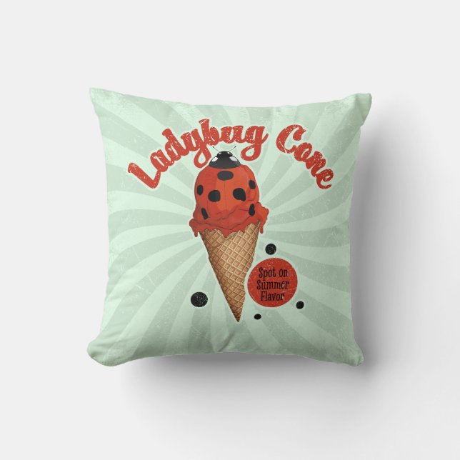 Coussin Coccinelle fantaisiste | Art de glace rétro (Recto)