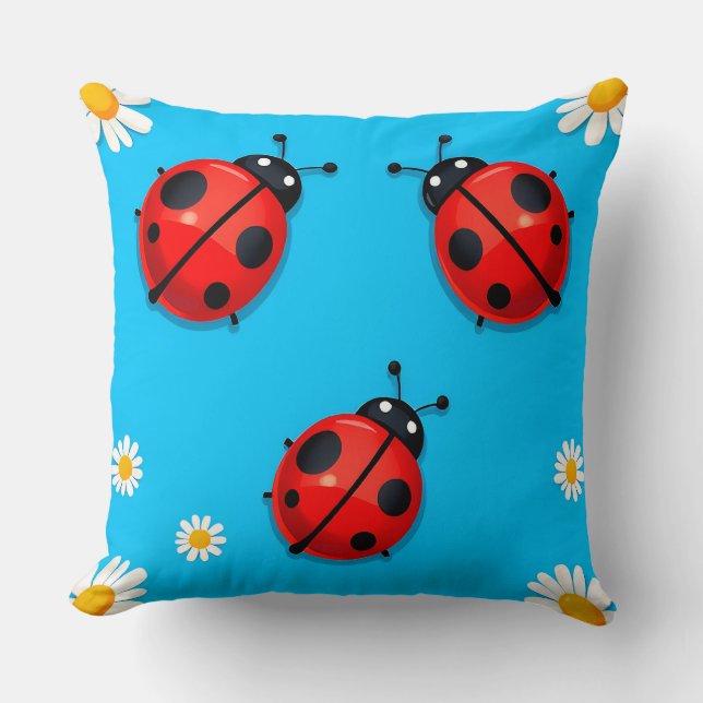Coussin 🐞 Coccinelle Prairie Scène de Repos Décoration Fl (Recto)