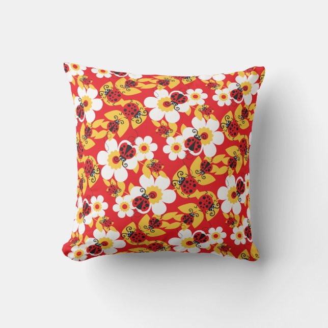 Coussin Coccinelles/coussin de coccinelles jaune rouge et (Recto)