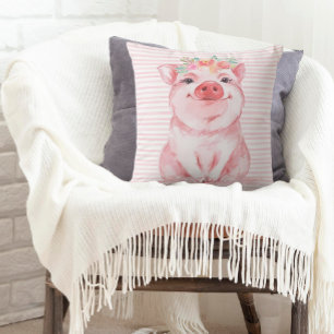 Coussin Cochon à l'aquarelle adorable