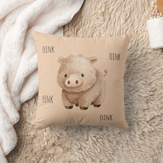 Coussin Cochon Brun Mignon Groin (Couverture)