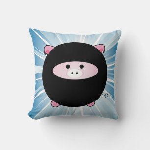Coussin Cochon de Ninja en bleu