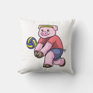 Coussin Cochon de sport avec volleyball