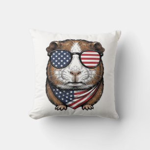 Coussin Cochon d'Inde patriotique Gravure vintage