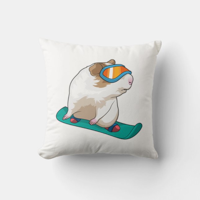 Coussin Cochon d'Inde Snowboardeur Snowboard (Recto)