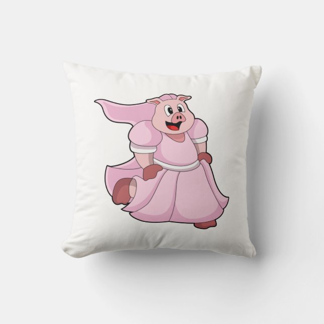 Coussin Cochon en mariée avec robe de mariée (Recto)