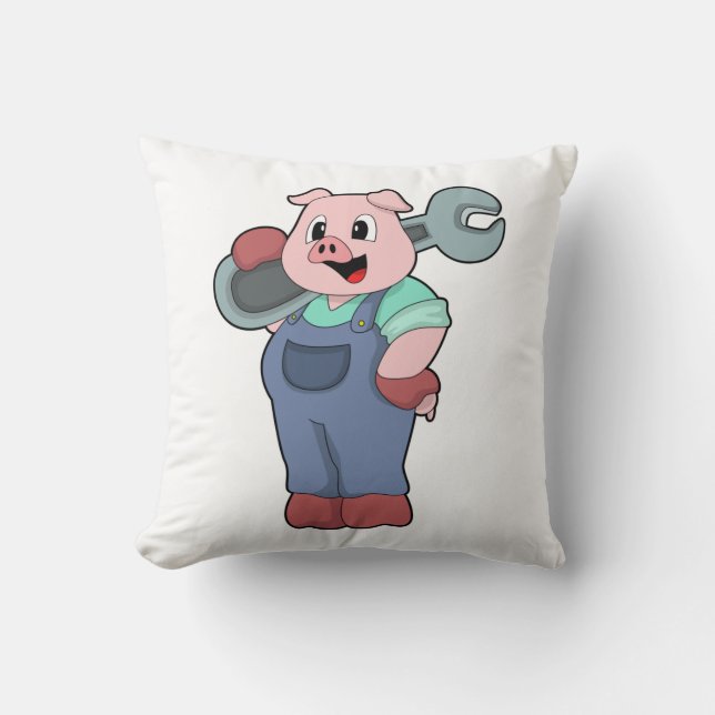 Coussin Cochon en mécanique avec clé (Recto)