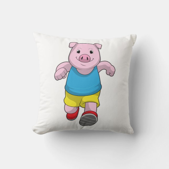 Coussin Cochon en tant que coureur à l'exécution (Recto)