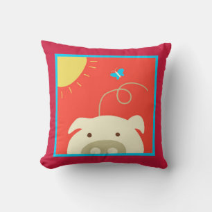 Coussin Cochon et papillon