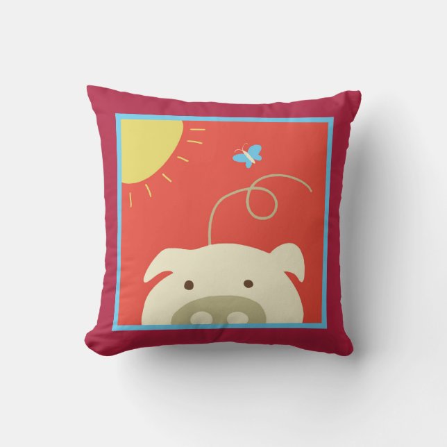 Coussin Cochon et papillon (Recto)