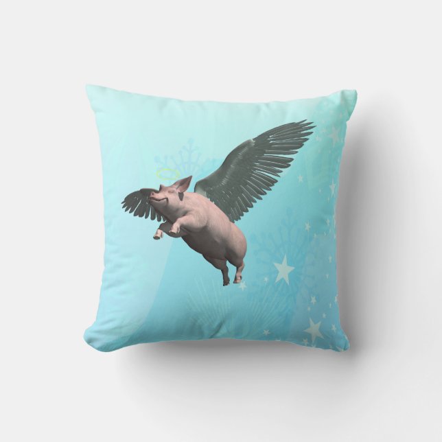Coussin Cochon mignon volant dans le ciel (Recto)